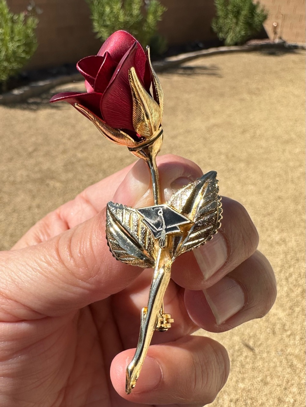 Vintage Giovanni Rose, Graduation Brooch, Signed Costume Jewelry, Mid Century